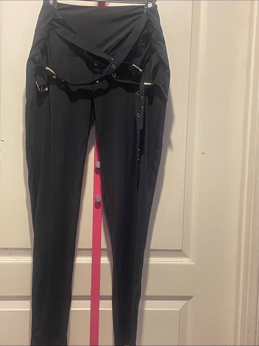 Fashion Nova Black High-Waist Harness Detail Pants